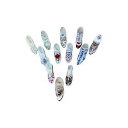 Collection of ceramic shoes, including examples Coalport, Aynsley, Royal Worcester, Mason's etc 