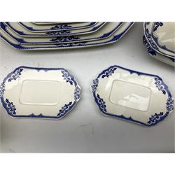 Burgess and Leigh Middleport pottery dinner wares decorated in the ‘Milford’ pattern, to include lidded tureens, graduated meat plates, dinner plates etc 