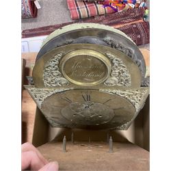 Approximately thirteen longcase clock faces, mainly 18th and 19th century, including brass and painted dials