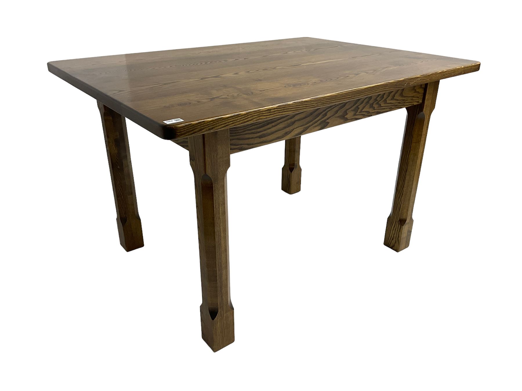 Swanman rectangular oak dining table on chamfered supports, by Graham Duncalf of Thirsk (ex