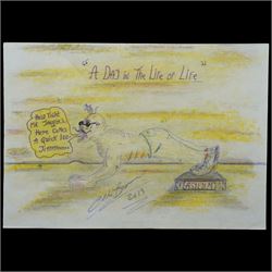 Charles Bronson (Charles Arthur Salvador) (British 1952-): A comprehensive collection of five hundred mixed media works executed between 2000 and 2025. Produced during the artist’s long-term incarceration, the works are primarily in ink, coloured pencil and mixed media on paper. The collection includes multiple formats: A5 (15 works), A4 (308 works), A3 (164 works) and A2 (13 works). Some are signed and dated; a number are executed on the reverse of official prison documents and other repurposed materials, reflecting the limited availability of art materials within the prison environment. This collection represents the largest body of the artist’s work to be offered as a single lot and has not previously been available on the market. (500) (unframed)

Notes: Dated examples span the period from 2000 to 2025, with the greatest concentration produced between 2012 and 2019 and including a group of recent large-scale works from the final years of the period; approximately twenty percent are undated.