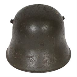 German M16 army helmet, B painted inside, missing liner, with chinstrap