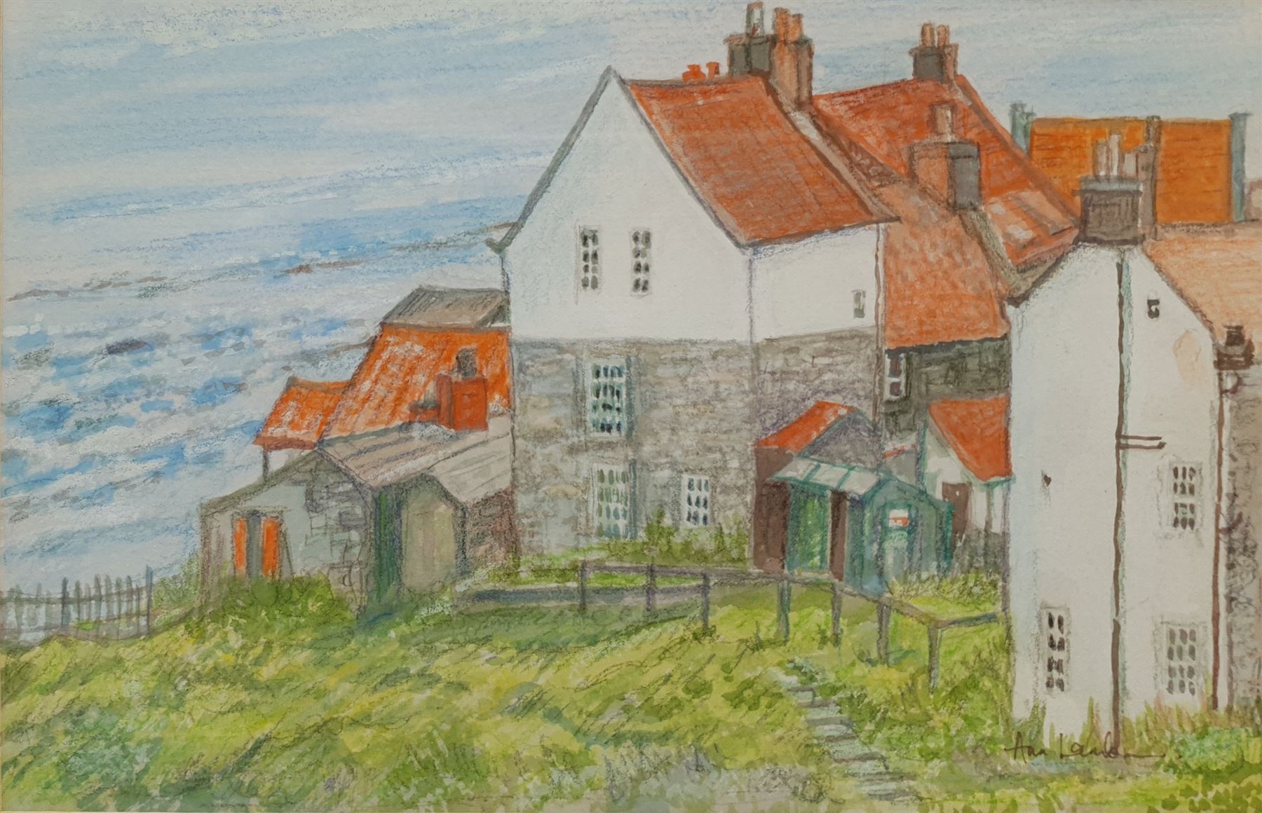 Ann Lamb (British 1955-): 'Robin Hoods Bay', watercolour signed 15cm x 23cm 