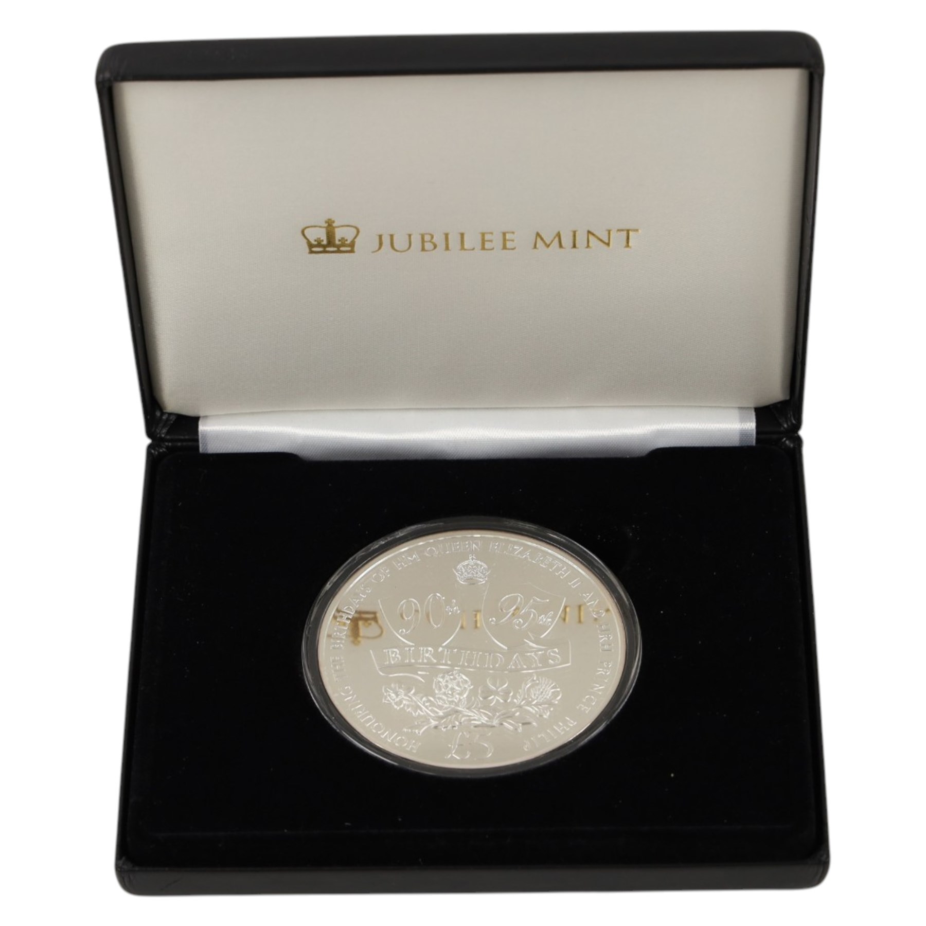 Queen Elizabeth II Tristan da Cunha 2016 'Queen & Prince Philip' five ounce silver proof twenty-five pound coin, issued by the Jubilee Mint, cased with certificate
