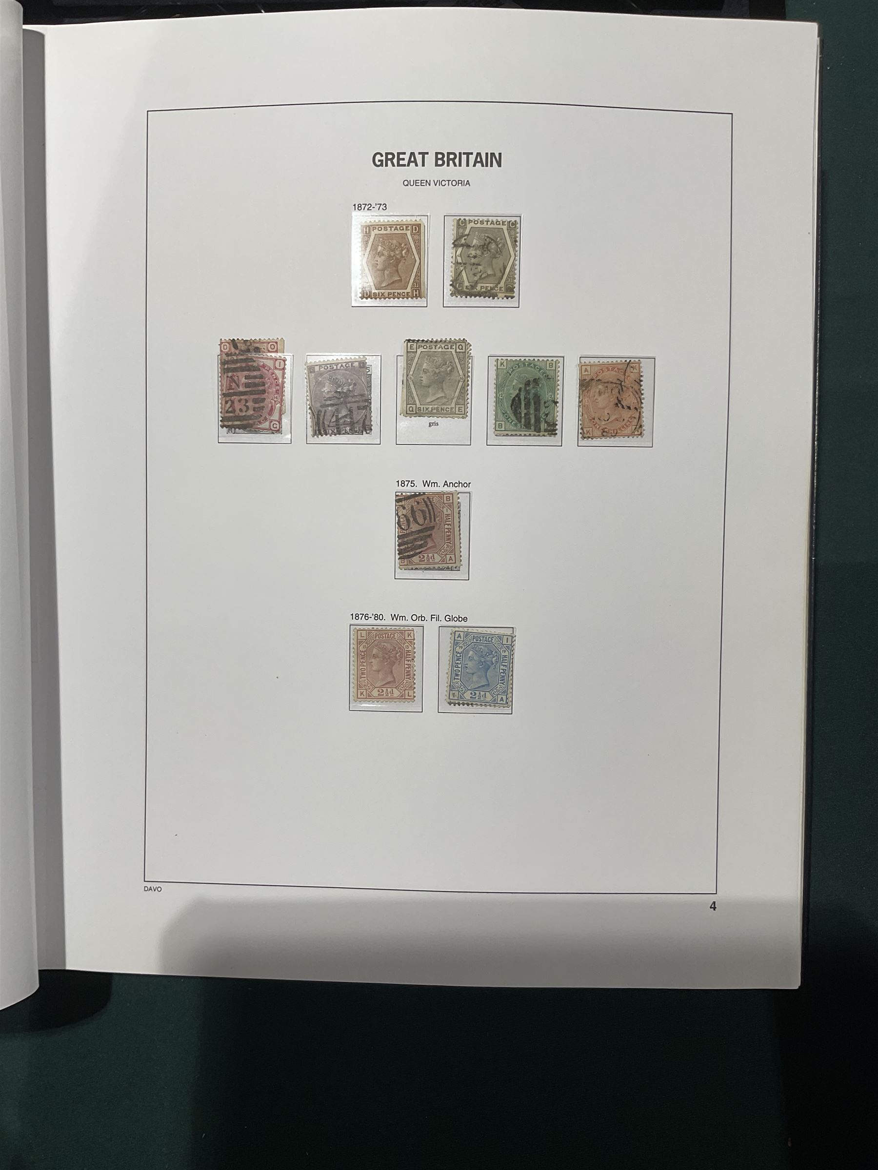 Extensive single album collection of Great British Queen Victoria and later stamps, including QV penny black with three margins, 1840 two pence blue, perf two pence blues with white lines added, QV one pound brown lilac, QV one pound green, King George V seahorses, 1929 Postal Union Congress one pound black, King George VI 1939-48 set of six with ten shillings dark blue, Queen Elizabeth II pre-decimal issues, housed in a Stanley Gibbons Great Britain 2001 album, a well presented collection with few ommissions