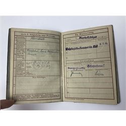WW2 German Coastal Artillery Wehrpass for Marinehelfer Harald Ammann with small archive of modern research information.