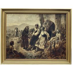 Carl Friedrich Koch (German 1856-1927): The Fortune Teller, oil on canvas en grisaille signed 44cm x 60cm