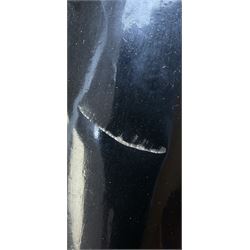 Edison Standard Phonograph with oak base (no cover), the reproducer marked 'Model C', serial no. 634857, last patent date Oct.1905, with black japanned conical horn L33cm; together with five cylinders