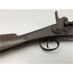 19th century 12-bore single barrel shotgun with Krnka/Werndl type action (converted from a percussion action rifle) with 77cm barrel, L122cm overall RFD ONLY