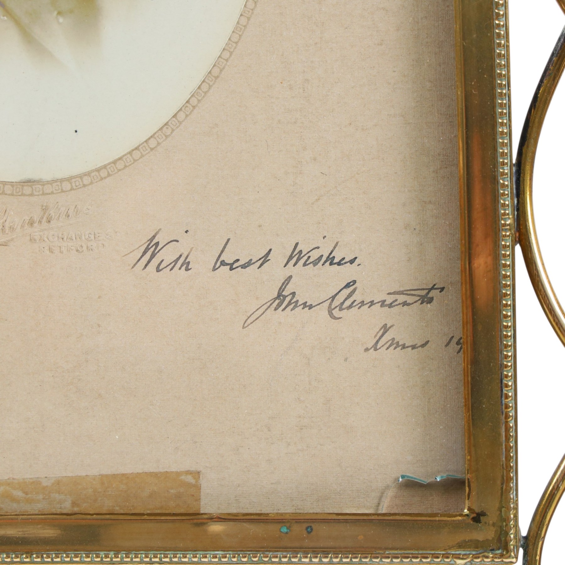 Collection of brass photo frames, including wire work examples, largest H37cm