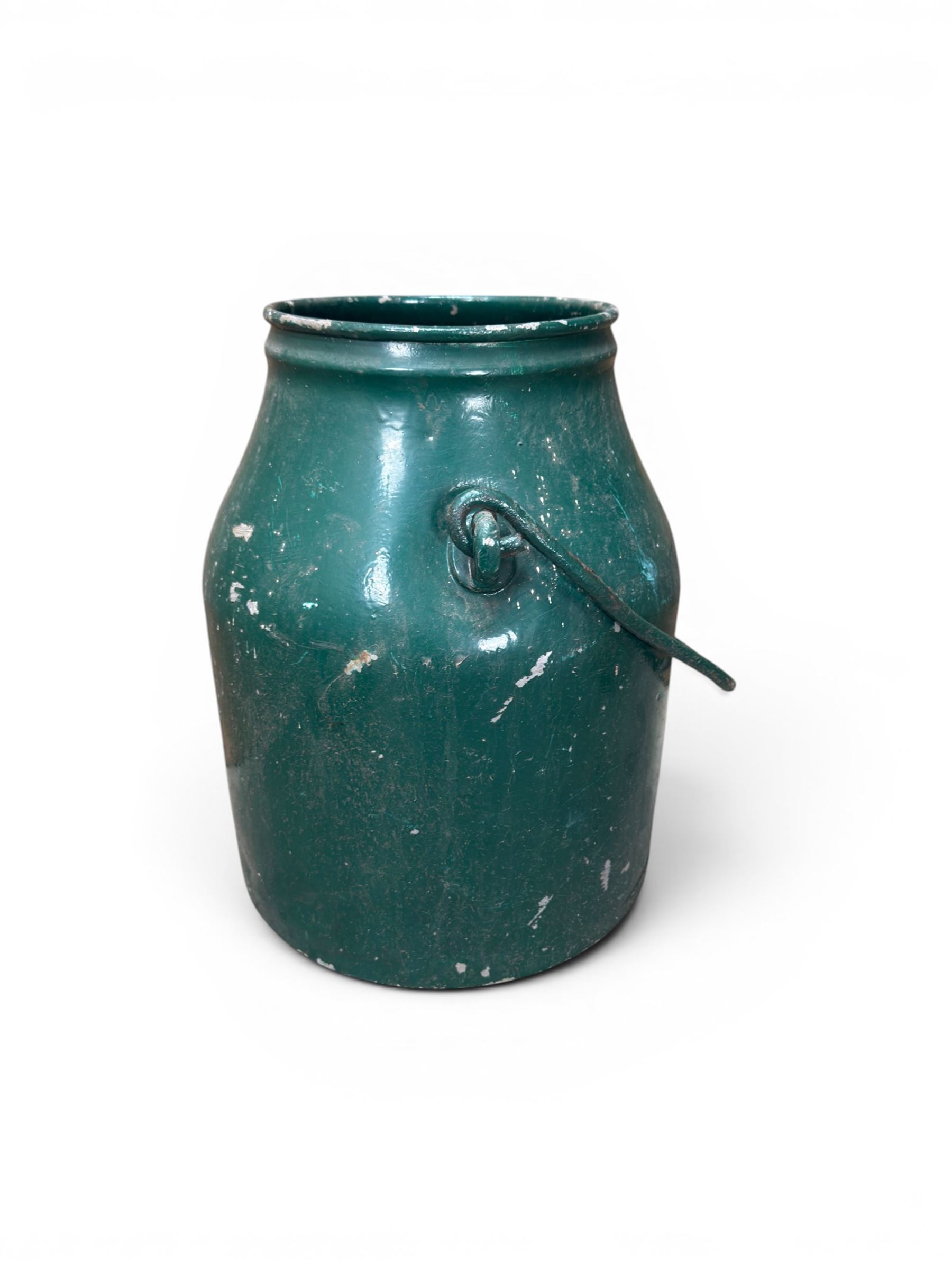 Three metal dairy buckets with carrying handles