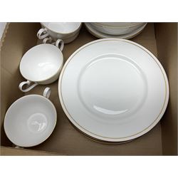 Crownford Queen's China Elegance pattern part tea and dinner service, to include Dinner plates, eight soup bowls, four tea cups etc 