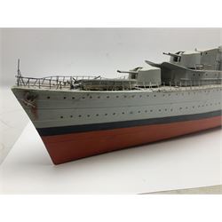 Model of the WWII K-Class Destroyer HMS Kelly, fitted with remote control equipment, untested (no controller), approximately L110cm