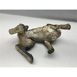 Studio pottery novelty jar and cover modelled as a hare raised upon its back legs, by Chris Attlesey, H38cm 