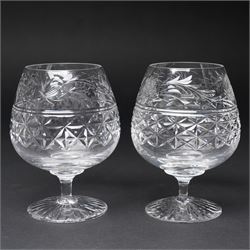 Quantity of Stuart crystal including six Cheltenham whisky tumblers, six claret glasses, six water tumblers and decanter with similar Stuart glass including sherry glasses, two brandy balloons, water jug etc