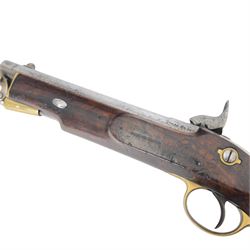 Cavalry Pistol, East India Government, 1871, with 8in smoothbore barrel, lock marked 'E.I.G.' and 'BIRMINGHAM 1871', crown and broad arrow device at tail, walnut full-stock with brass furniture, the left side marked 'JOSEPH SMITH' and stamped with a 'BIRMINGHAM E.I.G.' roundel, fixed lanyard ring at heel and iron ramrod, overall L35cm