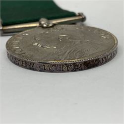 Victoria Long Service in the Volunteer Force Medal awarded to 369 Bombr. W. Woodward 1st Lincs. V.A.; and reproduction Victoria India Medal with Lucknow clasp; both with ribbons (2)
