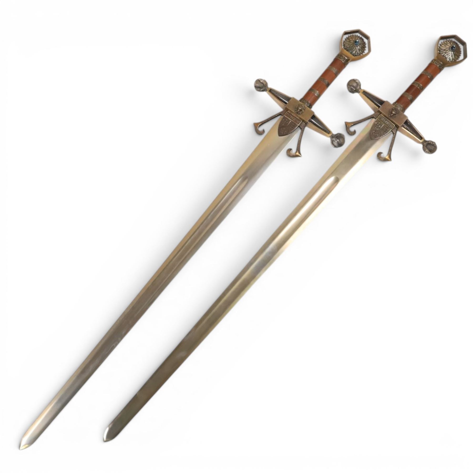 Two Robin Hood sword replicates, with jewel set handle, overall L117cm