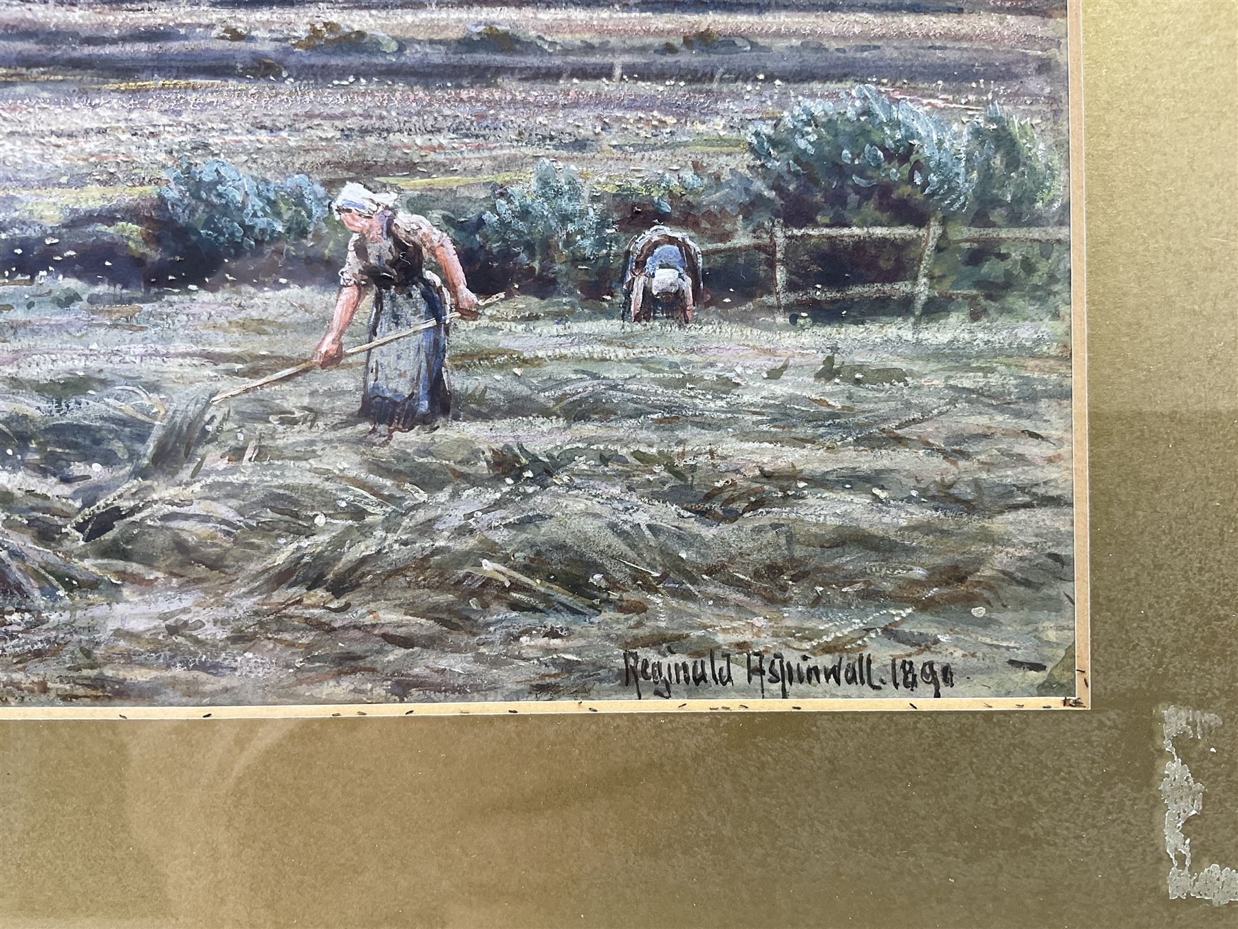 Reginald Aspinwall (British 1858-1921): Harvesting, watercolour signed and dated 1890, 23cm x 35cm