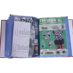 Comprehensive collection of approximately two hundred and thirty Scarborough FC football programmes for the 2003/04, 2004/05, 2005/06 and 2006/07 seasons, all filed within eight dedicated Scarborough FC red Home and Away binders