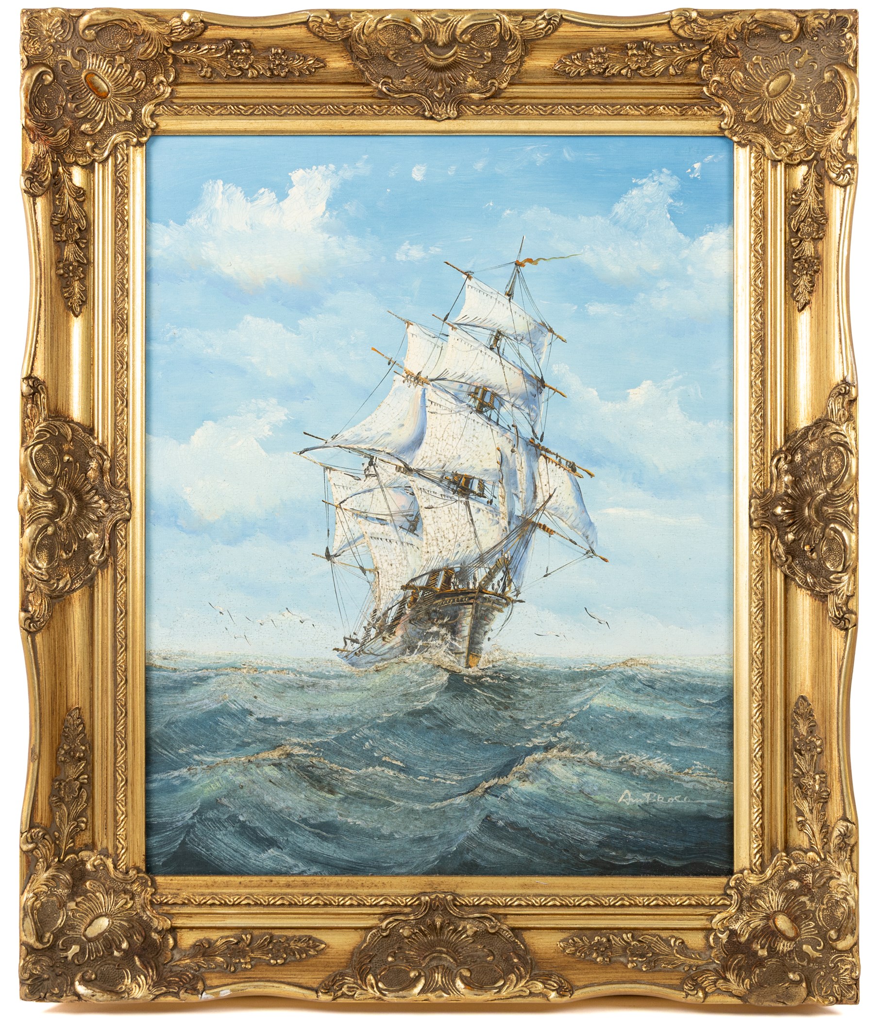 John Ambrose (Cornish 1931-2010): Ships in Full Sail, pair of oils on board signed 49cm x 39cm (2)