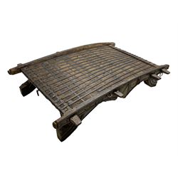 19th century Indian elephant 'Howdah' saddle, hardwood and iron bound 