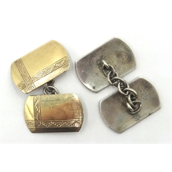  Four pairs of silver cuff-links including lapis lazuli and tigers eye, all stamped  