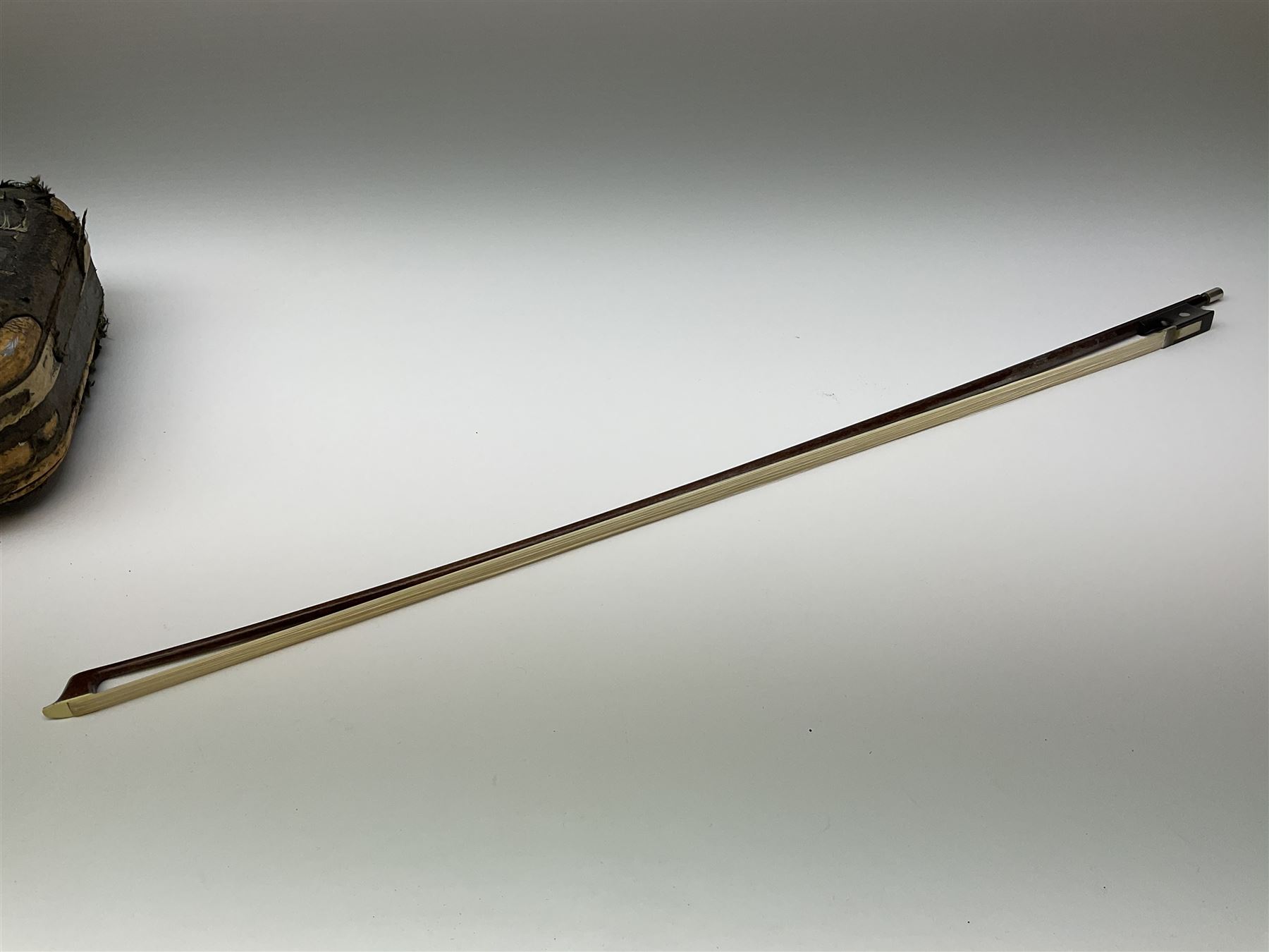 French Mirecourt violin c1920s with 36cm one-piece maple back and ribs and spruce top, labelled Jermone Thibouville-Lamy, L59cm, in fitted carrying case with German bow and 1984 valuation certificate by Frome Valley Music