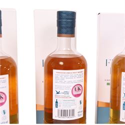 Sprit of Yorkshire Distillery, Filey Bay Peated Finish, single malt whisky, 70cl 46% vol, three bottles batch one, two and three