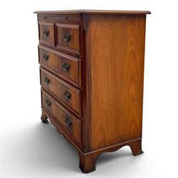 Charles Barr - mahogany bachelor's chest, with brushing slide two short over three long drawers with moulded edges, shaped apron raised on bracket feet