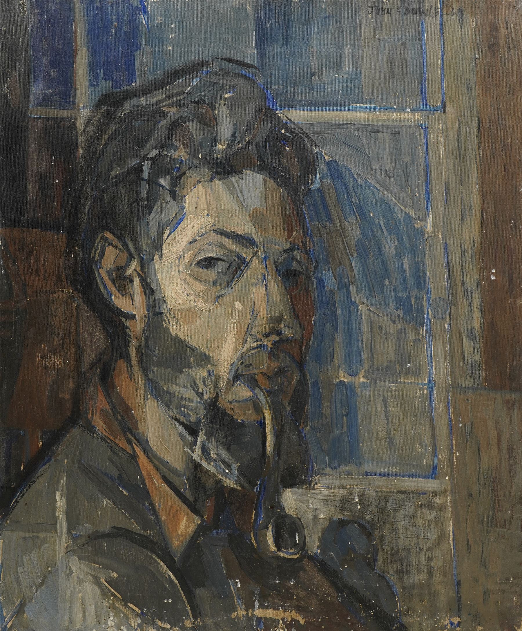 John Gilbey Bowles (British 1929-2011): 'Portrait of Claude' Monet Smoking a Pipe, oil on canvas signed and dated '60, inscribed verso 61cm x 51cm (unframed)
Provenance: direct from the family of the artist