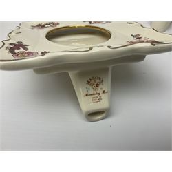Masons Ironstone in the Mandalay pattern stepped dish, vase, jug , covered jar and two picture frames 