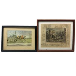 Frank Paton (British 1855-1909): 'The Good Old Days', etching with hand colouring signed in pencil 20cm x 25cm; George Wright (British 1860-1942): 'To the Meet', colour print signed and titled in pencil 13cm x 21cm (2)