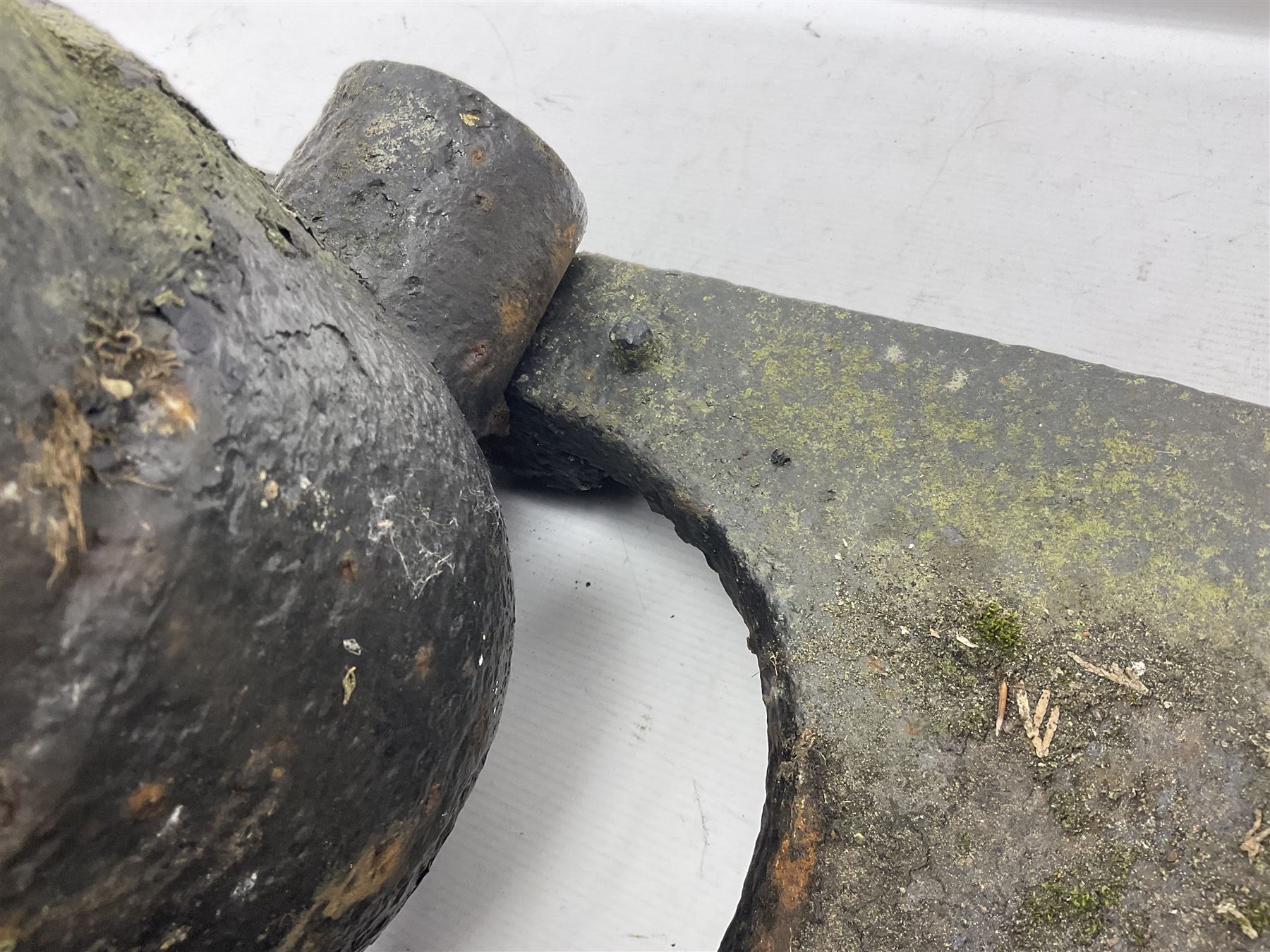 Black painted cast-iron muzzle loading mortar for round ball shot, 18th/19th century, approximately 9cm (3 1/2