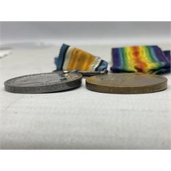 WW1 group of three medals comprising British War Medal, 1914-15 Star and Victory Medal awarded to 20478 Pte. F. Bradley Wilts. R.; all with ribbons; some biographical details