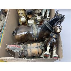 Quantity of animal figures to include matte Beswick Shire horse model 2578, Coopercraft spaniel, Melba Ware German Shepherd and grey Shire horse, Border Fine Arts, Poole Dolphin, other composite and ceramic animal figures 