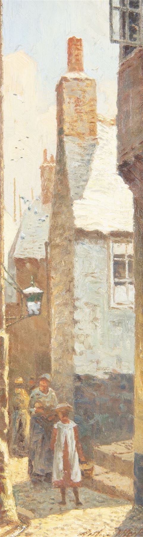 Arthur White (British 1865-1953): 'A Byeway St Ives', oil on board signed 45cm x 12cm 
Provenance: private collection purchased David Messum Winter Exh. 2000 No.19, labels verso 