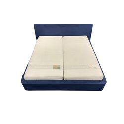 Hulsta Sleeping Systems - Super Kingsize bed upholstered in blue, with two individually tensioned sprung bases and two 3' Top Point 500 single mattresses 