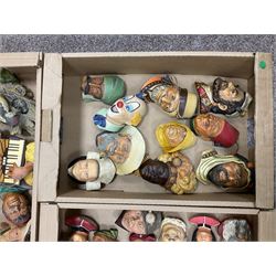 Large collection of Bossons plaster wall-masks, including including fisher man, policeman, highway man, etc, in four boxes 