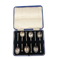 Cased set of six 1920s silver teaspoons, hallmarked
