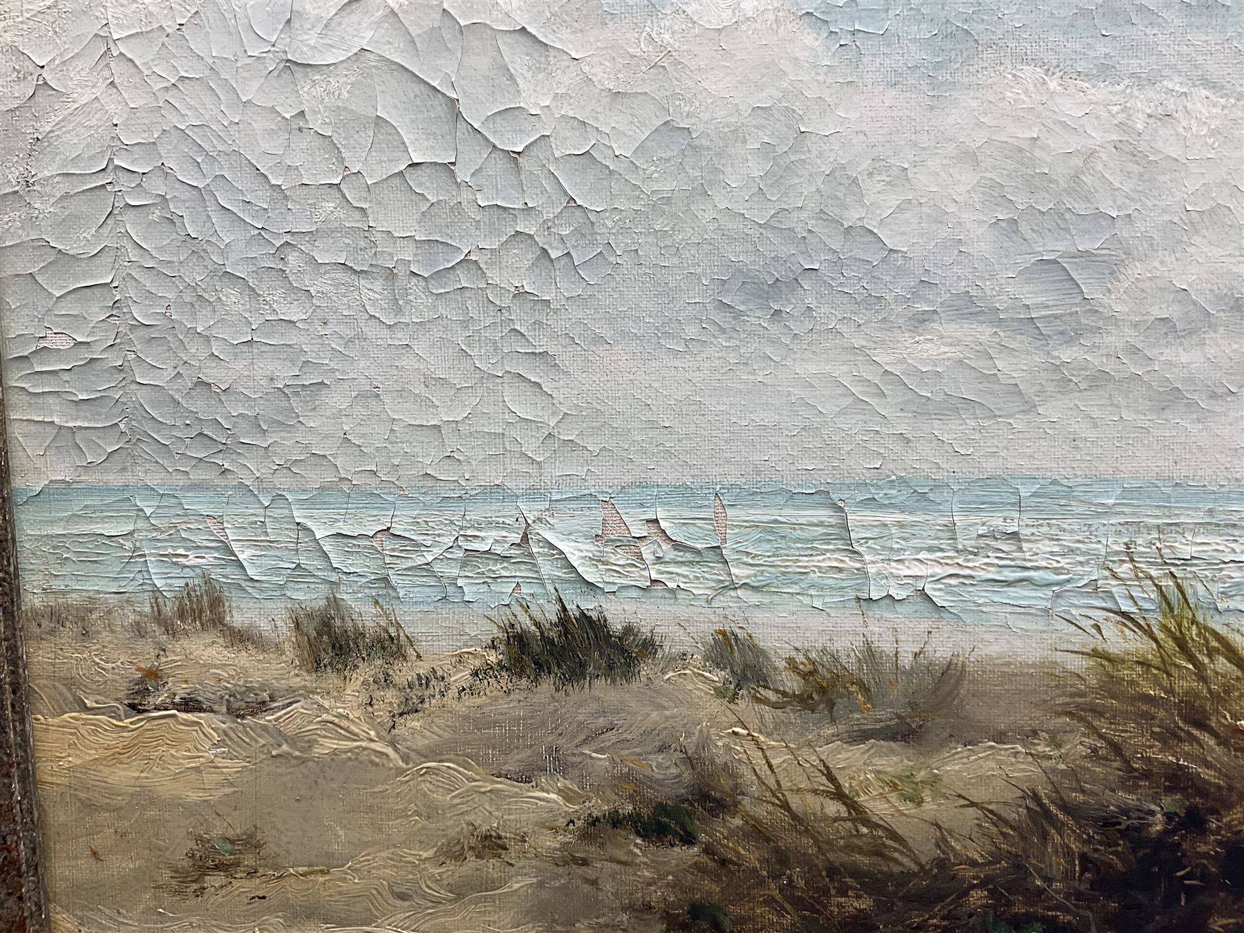 Sidney Eastlake (British 19th/20th century): 'Sand Dunes and Breakers', oil on canvas signed, titled on label verso 60cm x 90cm 
Provenance: with Stacy-Marks Ltd, label verso