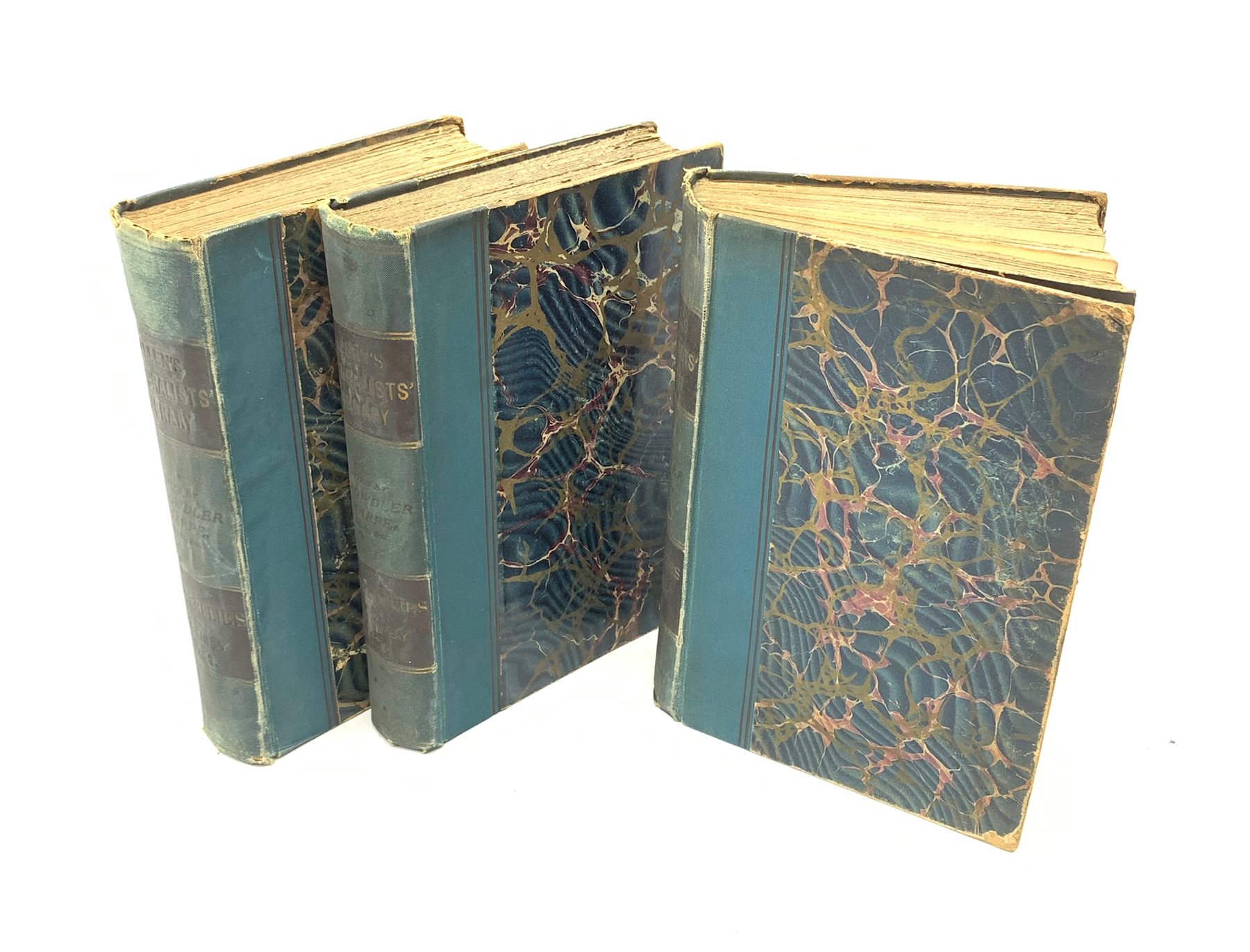  Kirby W.F.: A Hand-Book to the Order Lepidoptera. Three volumes. 1894-7. Allen's Naturalist's Library Series. Chromolithograph plates. Uniformly bound in blue cloth with marbled boards.  