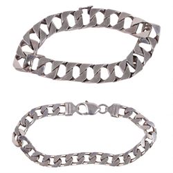 Two silver curb link bracelets, stamped or hallmarked 