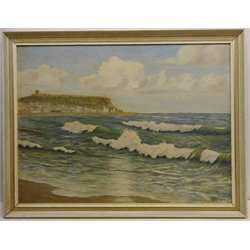  Breaking Waves, Scarborough Bay , 20th century oil on board signed S. Jackson 60cm x 80cm  