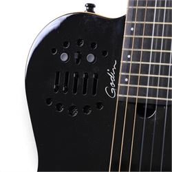 Godin Multiac ACS SA chambered hybrid guitar, in black high gloss finish, made in Canada, serial no. 17352113, in fitted soft case, L103cm