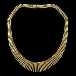 14ct gold graduating fringe and bead necklace by Cropp & Farr, London import mark 1964