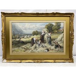After Myles Birket Foster (British 1825-1899): 'Making Hay while the Sun Shines', early 20th century chromolithograph 35cm x 60cm