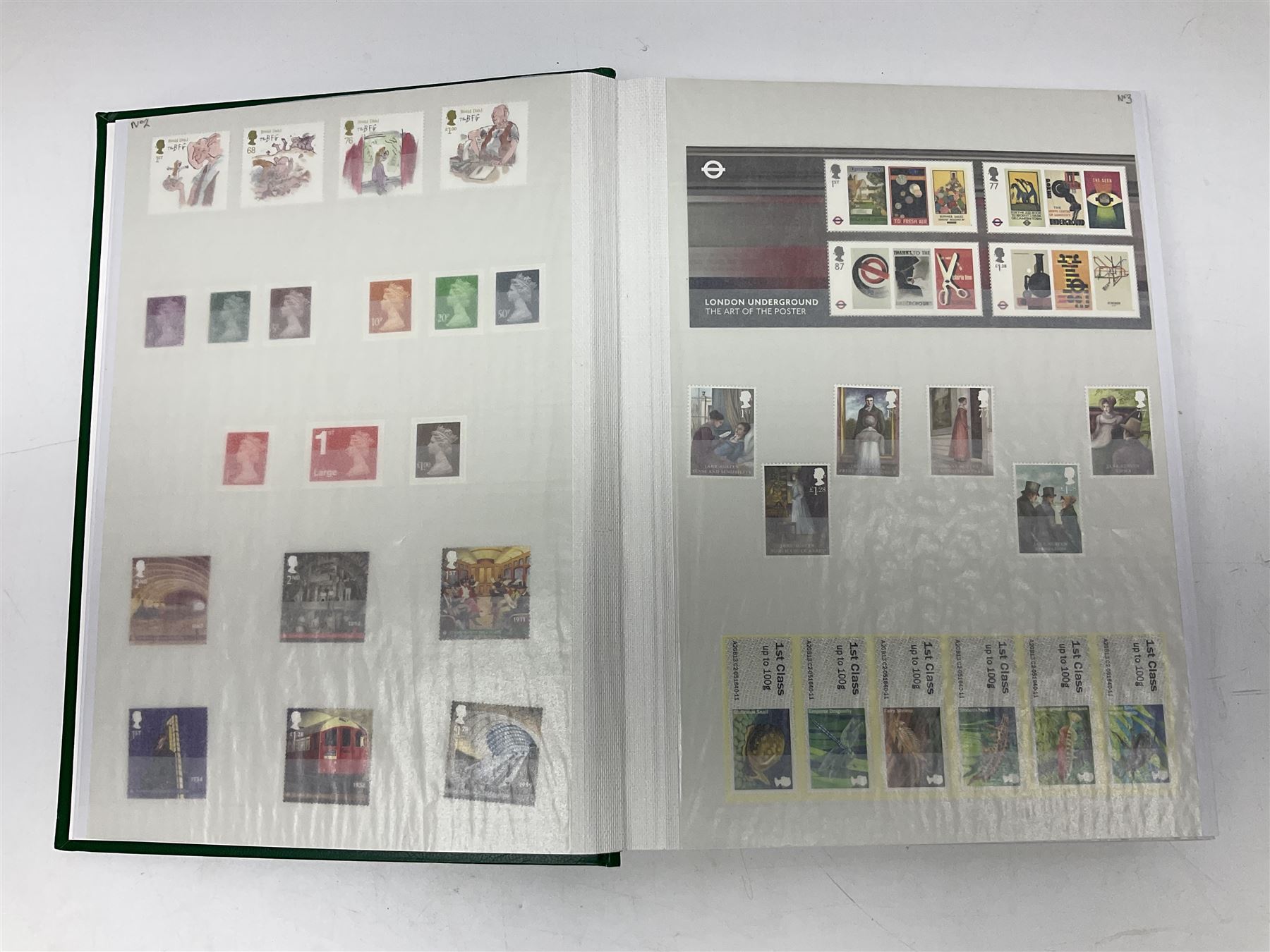 Queen Elizabeth II mint decimal stamps,  housed in stock book folder, face value of usable postage approximately 1160 GBP
