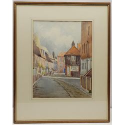 Edward H Simpson (British 1901-1989): Quay Street Scarborough, watercolour signed, labelled verso 36cm x 28cm