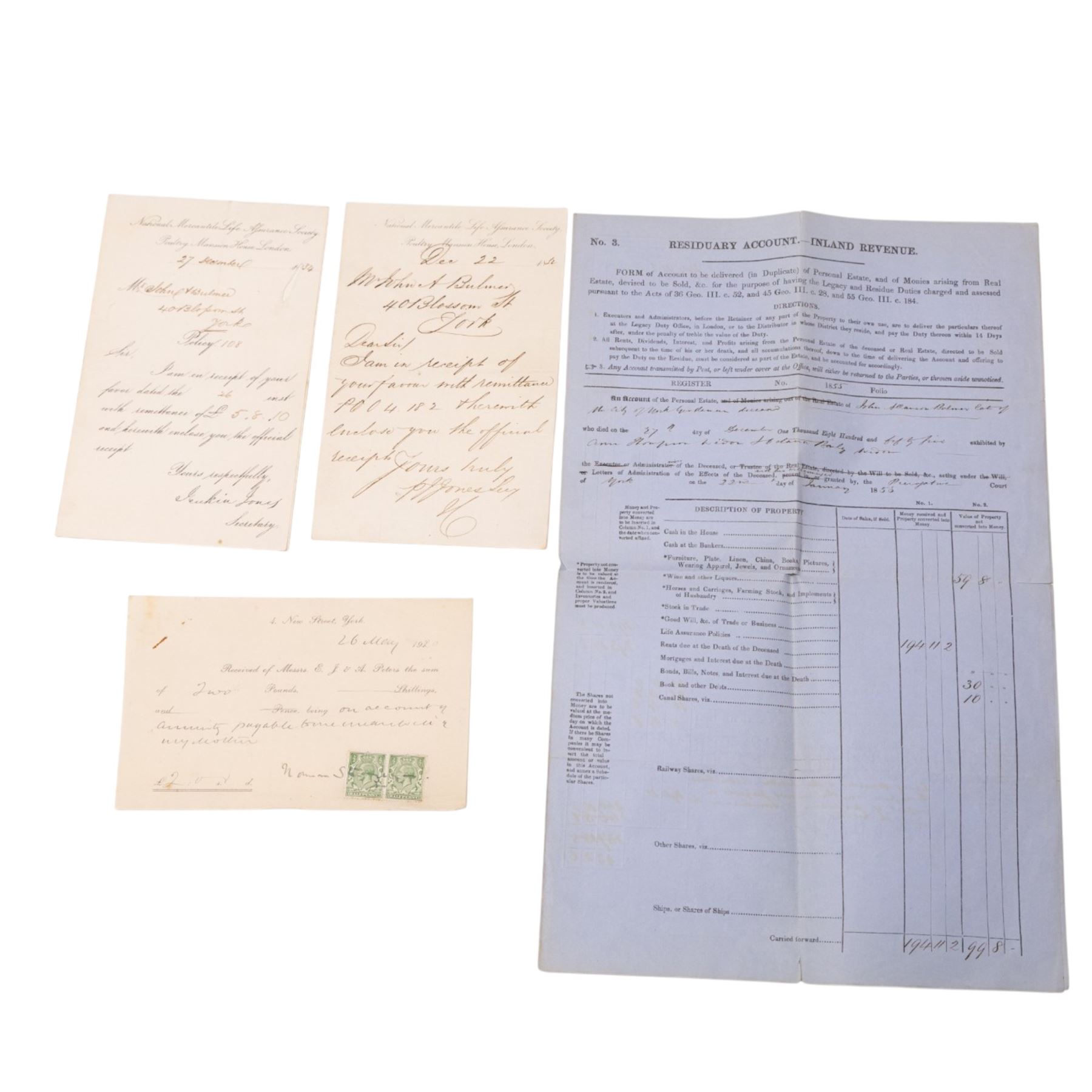 York interest - collection of 18th/19th century vellum indentures, wills and probate documents relating to the City of York and York families, including colonial and missionary interest with Reverend James Beale, formerly of York and late of Sierra Leone, clerk, probate 1857, John Allanson Bulmer, formerly of Ceylon and late of York, and Charles William Marshall of Bengal, India, manager of the Bengal Silk Company, together with other York legal and family papers, many retaining original seals and stamps, in one box